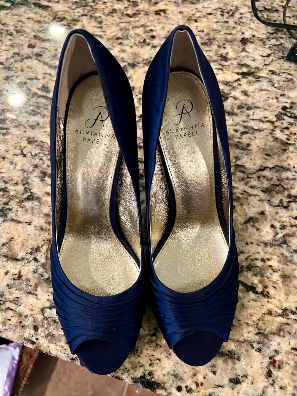 Adrianna Papell Royal Blue Satin Peep-Toe Heels